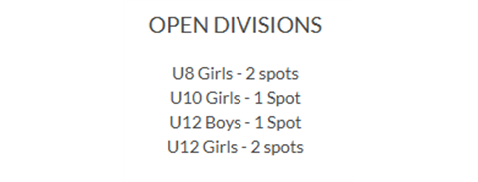 Open Divisions - Fall 2025
